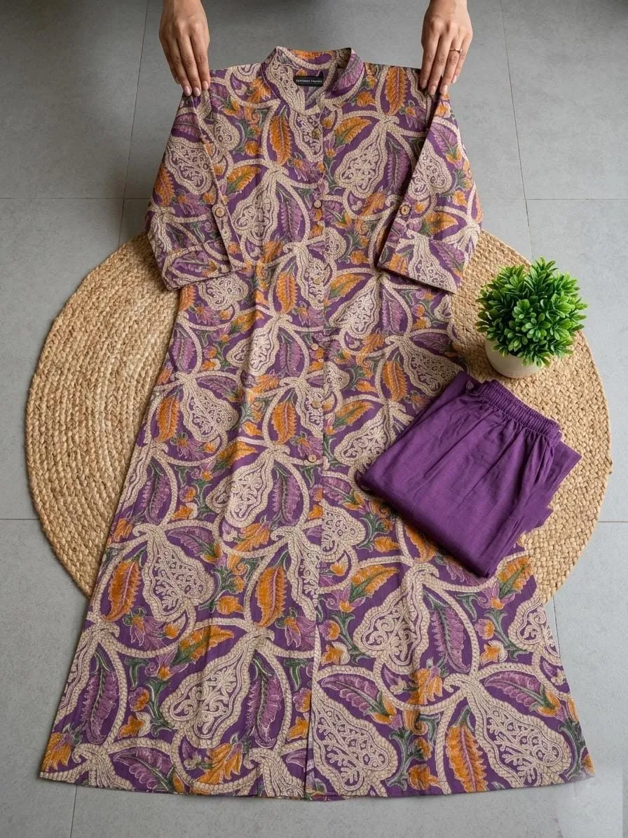 Peach Lavender Floral Kurta Collection